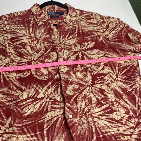 Vintage polo Ralph Lauren 90s red leaf print Hawaiian camp shirt Men’s L - Picture 6 of 10